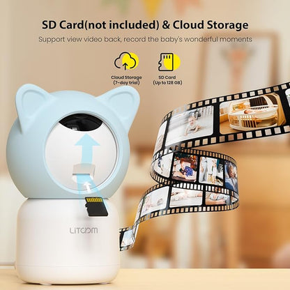 litokam 2K 4MP Security Camera Indoor, 5G/2.4G WiFi Baby Monitor with Camera and Audio, Pet Cam, Cry/Motion Detection, Night Vision, 2-Way Talk, Temp/Humidity Sensor(Can't Connect to Monitor)