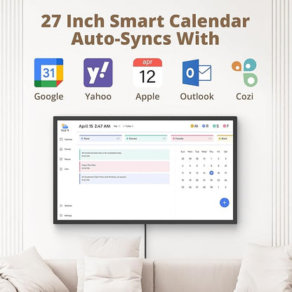 Dragon Touch 27 inch Digital Calendar Chore Chart – Interactive Touchscreen, Smart Family Planner, Hearth Display Desk Digital Calendar Seamless Scheduling Black