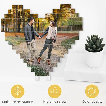 NAZENTI Personalized Building Brick Photo Block, Custom Couple Photo Puzzle, Customized Picture Block Gift for Boyfriend, Girlfriend, Husband, Wife, Family, Unique Couples Gifts for Valentine’s Day