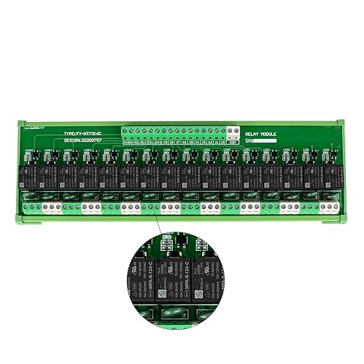 Relay Board, 16 Channel 1 SPDT DIN Rail Mount 24V DC/AC Relay, Interface Board
