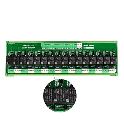 Relay Board, 16 Channel 1 SPDT DIN Rail Mount 24V DC/AC Relay, Interface Board