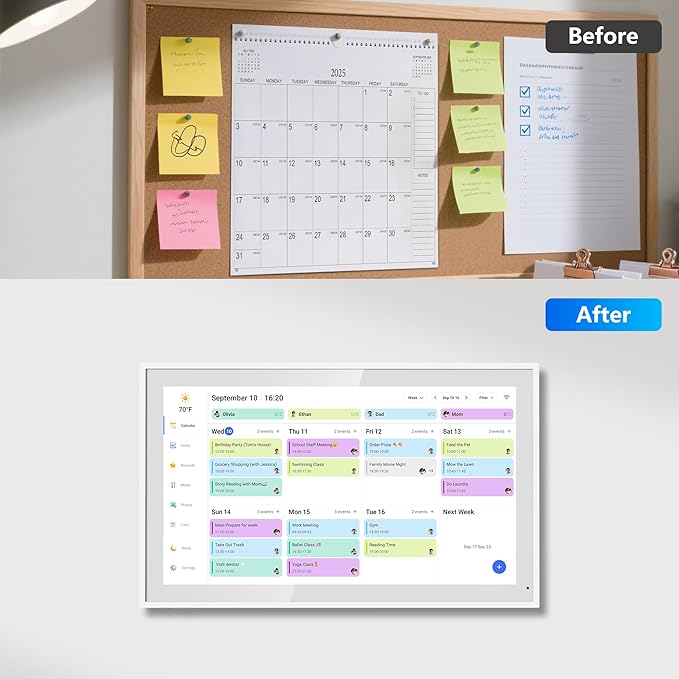 Digital Calendar – 27 Inch Electronic Wall Calendar & Chore Chart, Smart Family Organizer with Interactive Touchscreen Display, Wall Mount in Portrait or Landscape