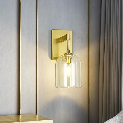 Modern Crystal Wall Sconces Indoor Gold Wall Lamp Vanity Wall Lighting for Bathroom Bedroom Living Room Stair（1Pack）