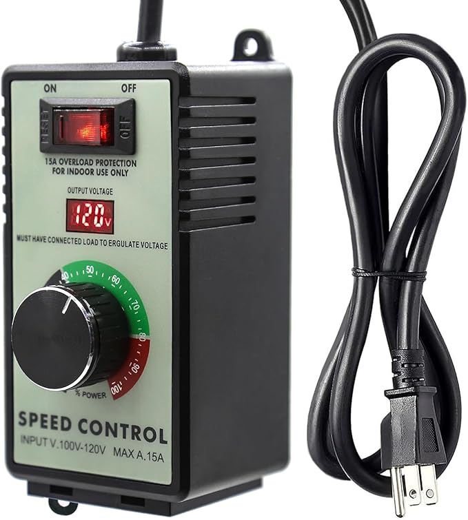 AC Motor Variable Speed Controller 120V 15A 4000W with Overload Protection Switch