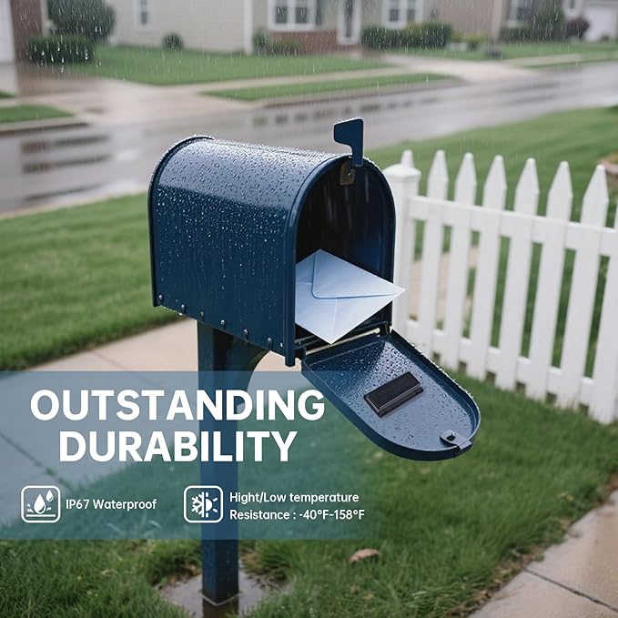 Briidea WiFi Mailbox Alert with LoRa Technology Up to 1200ft Long Range, Updated Sensing Technology Fits for Any Mailbox Type, 2.4 & 5GHz Dual-Band WiFi Compatible