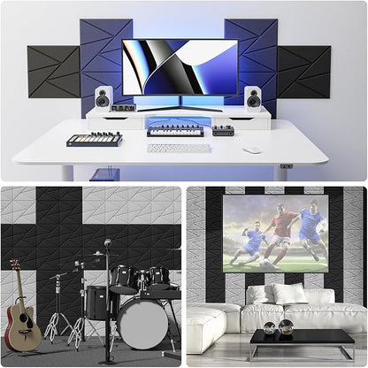 8 Pack Acoustic Panels with Self-Adhesive, 12"X 12"X 0.4"Sound Proof Foam Panels, Sound Panels High Density, Soundproof Wall Panels for Home Studio Office-Black