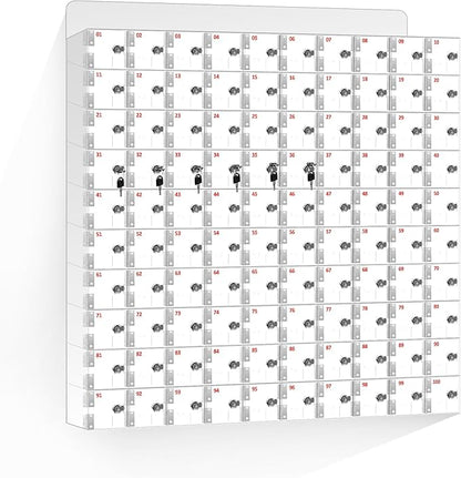 100 Slots Clear Acrylic Cell Phone Locker Box Wall-Mounted with Keys, Lockable Secure Storage Cabinet for Classroom Office Gym, Multi-Use Phone Lock Organizer for Employees Students (Large)