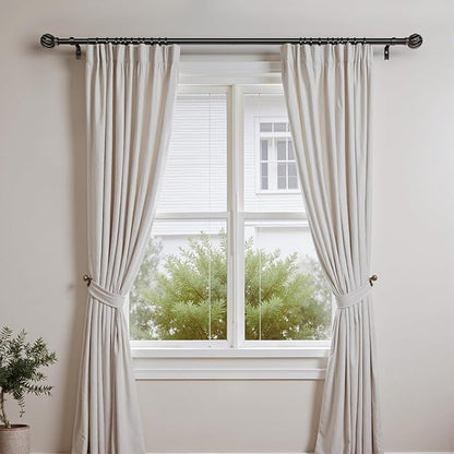 Oneach Black Curtain Rods for Windows 48 to 84 Inch, 7/8" Adjustable Heavy Duty Decorative Drapery Rods with Round Netted Texture Finials (Pack of 1, 36 to 88 Inch)