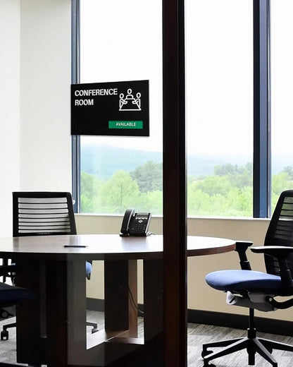 Conference Room Door Signs for Office, Meeting In Progress Door Sign, In Use Available Slider Indicator Tells Whether Room Vacant Or Occupied