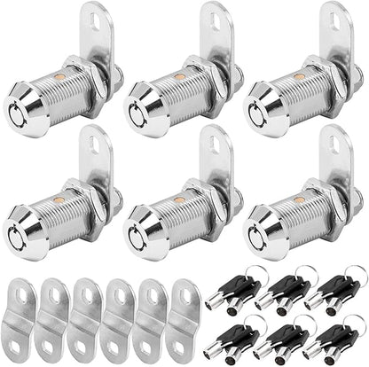 Cam Lock RV Storage Locks Keyed Alike, 1-1/8" Fits on 7/8" Max Door Thickness, RV Compartment Locks for Camper Trailer Locks with Keys (1-1/8 Inch 6Pack)