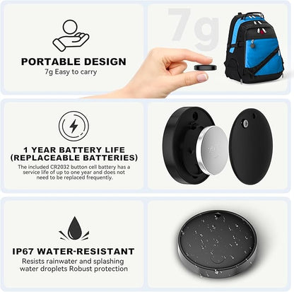 Eelexa Dual Platform (for iOS and Android) Smart Tag Tracker, 4 Pack Dual System Air Tracker Tag Compatible with Apple Find My or Google Find Hub APP, Keys Finder, Item Locator with Waterproof&Light