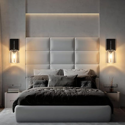 Modern Crystal Wall Sconces Set of Two Indoor Black Wall Lamp Vanity Wall Lighting for Bathroom Bedroom Living Room Stair