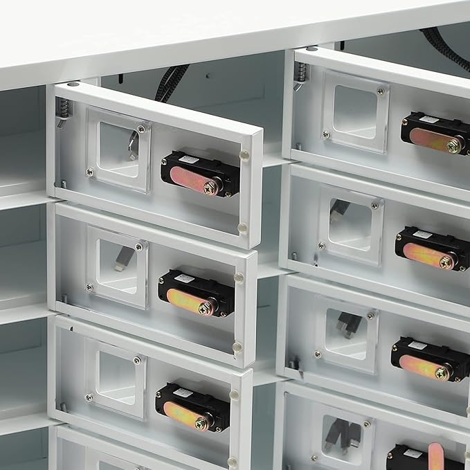 Cellphone Charging Station with Combination Lock, 12 Slots Cellphone Locker Mobile Device Phones Storage Pocket with 3-in-1 Charging Ports for Office Classroom Hotel (12 Slots)