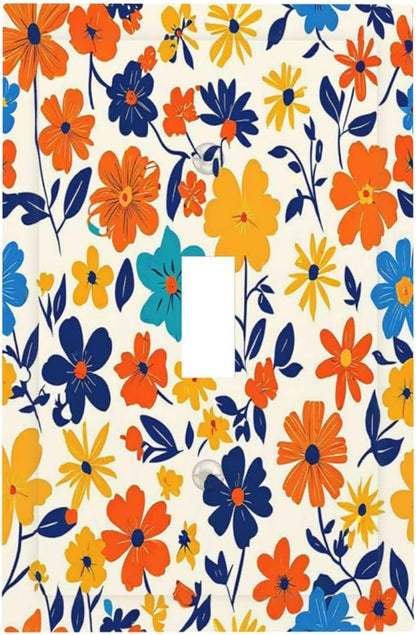 Nature Flowers Botany Plant Art Floral Decorative Light Switch Cover 1 Gang Single Toggle Decorator Outlet Wall Plate Device Electrical Faceplate Switchplates for Bedroom Bathroom Decor