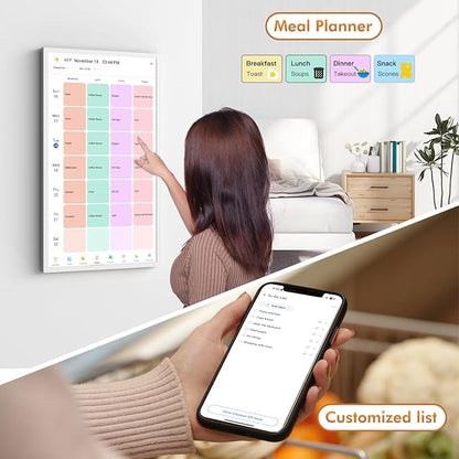 24" Smart Calendar Digital Chore-Chart-for-Planner - Touchscreen Display Electronic Calendar for Family Schedules, 32GB, Auto-Sync Google iCloud Outlook Calendars, Wall Mounted Household Organization