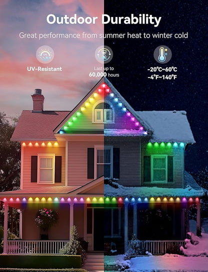 Permanent Outdoor Lights -Smart Eave Lights for House150ft with 108 LED,RGB+IC IP67 Waterproof Eternity Lighting for Daily Decor, Work with Remote, APP, Alexa, Google Assistant