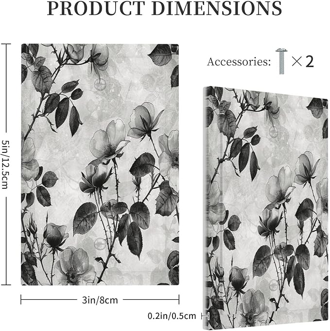 Light Switch Cover Plate Black Breezy Watercolor Garden Floral 1 Gang No Device Blank Electrical Wall Plates Faceplate Decorative Switch Plate for Bedroom Home Decor