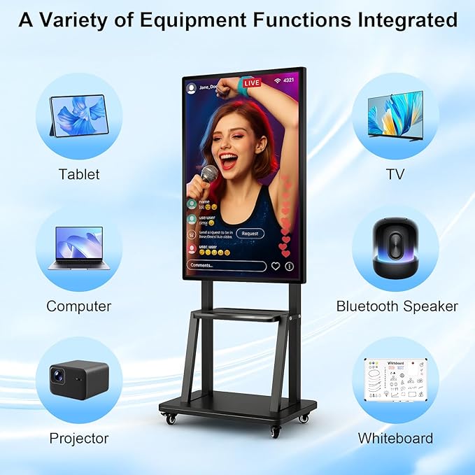 Smart Board 49 Inch, 4K UHD Digital Whiteboard with Android & iOS for Live Streaming, Infrared Touch Screen Electronic Whiteboard, 8+64GB Smartboard for Classroom, Office, Meeting Room