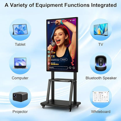 Smart Board 49 Inch, 4K UHD Digital Whiteboard with Android & iOS for Live Streaming, Infrared Touch Screen Electronic Whiteboard, 8+64GB Smartboard for Classroom, Office, Meeting Room