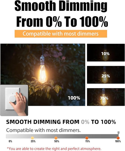 Lumiverse 120 Pack E26 Vintage LED Edison Bulbs CRI 90+, 5.5W 60W Equivalent Dimmable, Antique Style ST19/ST58 LED Light Filament Bulbs 2700K Soft White