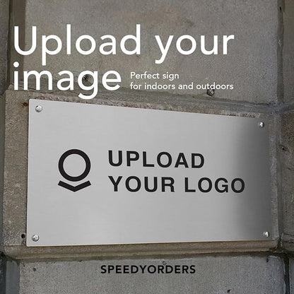 Custom Metal Signs, Personalized Aluminum, Customized Safety, Business Signs, Waterproof Outdoor, White Aluminum (Logo, 14x10 In)