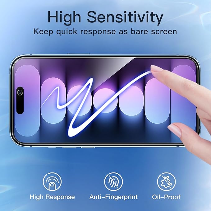 JETech Privacy Screen Protector for iPhone 15 Plus 6.7-Inch with Camera Lens Protector, Anti-Spy Tempered Glass Film, Easy Installation Tool, 2-Pack Each