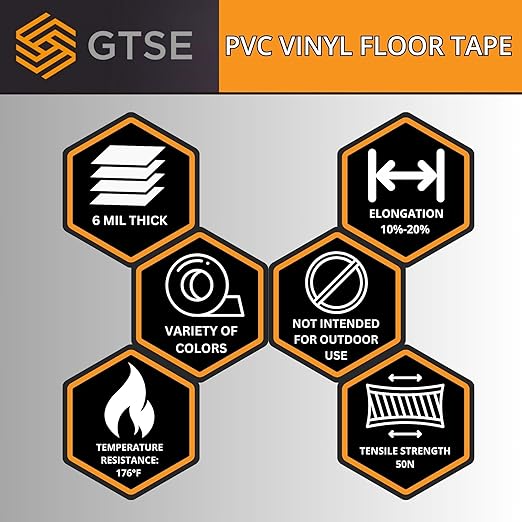 GTSE 4 inch x 108 ft Green PVC Vinyl Floor Tape, Safety Marking Tape, 6 mil Thick, Suitable for Dance Floors, Gyms, Warehouses, Sports Facilities