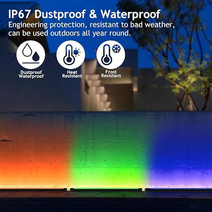 2Pack RGB Outdoor Wall Washer Lights, 72W 48 Inch Dimmable LED Wall Washer Light Bars with Remote, 120V IP67 Waterproof Led Light Bar for Yard Building Christmas Decorations, Plug and Play