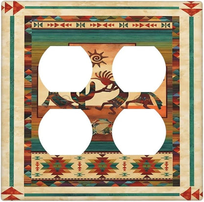 Decorative Outlet Covers Native American African Afro 2 Gang Wall Plate Double Duplex Light Switch Cover Switch Plate Covers Faceplate for Home Bedroom Decor