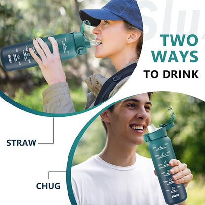 Insulated water bottle with Straw and Chug Lids, 18/10 Stainless Steel 24oz Water Bottle BPA Free, Double Wall Vacuum Wide Mouth Insulated Water Bottle for Men, Women & Kids BLUE BLUE