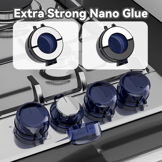 Stove knob Safety Covers for Child Upgraded Unlock Universal Size with Adult Two-Finger, Dual-Key Press Gas Stove Knob Locks Water Resistant Oil Resistant and High Temperature Resistant（5+1 Pack.）
