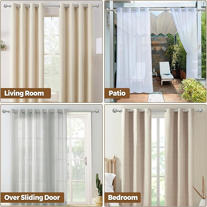 KAMANINA Curtain Rods for Windows 48 to 84 Inch, Antique Silver Heavy Duty Curtain Rod Adjustable, 7/8 Inch Single Decorative Drapery Rod 32 to 86 Inch(2.6-7.1Ft), Netted Texture End