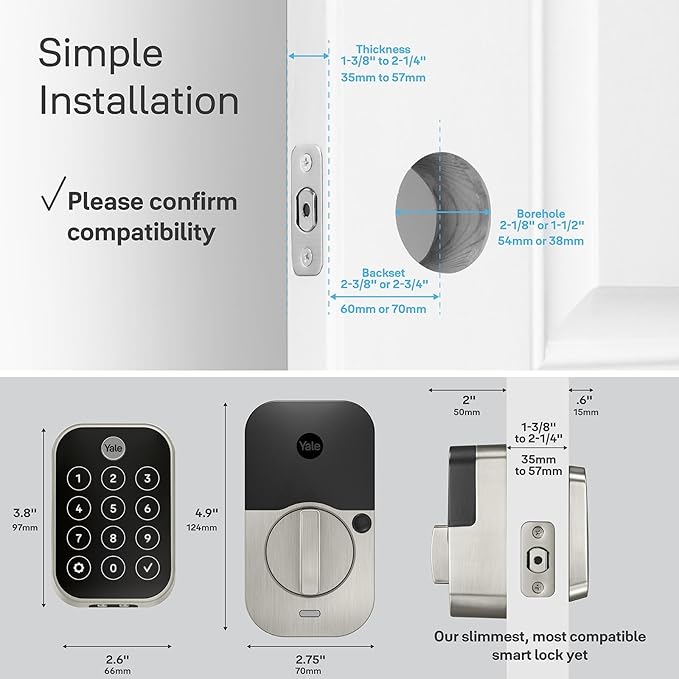 Yale Home Assure Lock 2 Deadbolt, Black Suede Keyless Entry Door Lock with Digital Touchscreen Keypad and Bluetooth Connectivity (No Wi-Fi), ‎YRD450-BLE-BSP