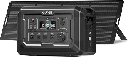 OUPES Mega 2 2500W Solar Generator with 240W Panel Included, 2048Wh Portable Power Station Solar Battery Station Made for Emergency, Home Backup, Outdoor Camping RV/Van