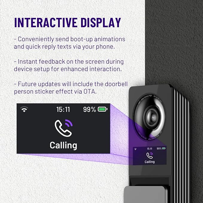 Wireless Video Doorbell w/ Smart Lock Set - Incl. Chime, Dual Cameras, 5MP 3K QHD, 2'' Screen & 32GB eMMC, Motion Detection & Real-time Alert, 2-way Audio, Door Bell and Keyless Entry Front Door Lock