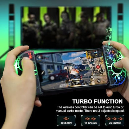 arVin Phone Controller for iPhone 15/14/13/Galaxy S23/S22/S21, Android Gaming Controller Unique Crack Wireless Gamepad with 8 Color RGB Lights/Turbo/Hall Effect Joystick for Call of Duty Mobile/Diablo