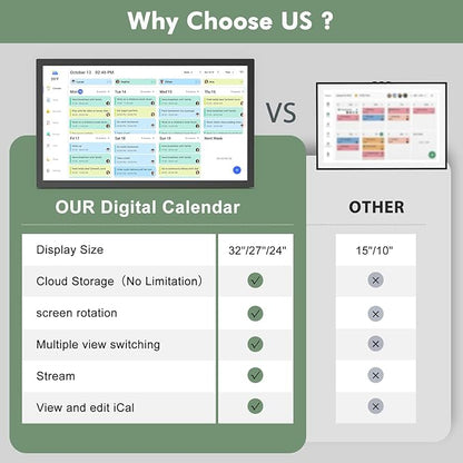 Digital Wall Calendar Chore-Chart-for-Business Planner - 27 inch Touchscreen Interactive Display Electronic Calendar for To Do List, Auto-Sync Calendars, Wall & Dask Mountable, Christmas Gifts for Mom