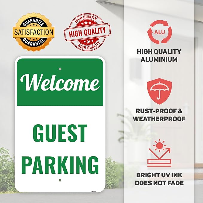 1PC Guest Parking Sign, 18 x 12 Inches - Aluminum - Visitor Customer Parking Only Signs For Business
