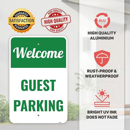 1PC Guest Parking Sign, 18 x 12 Inches - Aluminum - Visitor Customer Parking Only Signs For Business