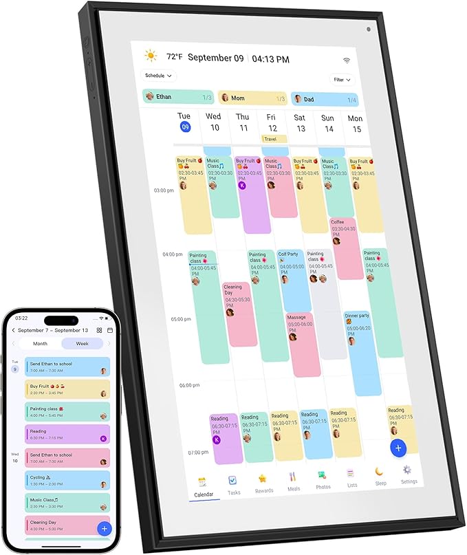 Canupdog 15.6 Inch Digital Calendar Wall Planner 2025-2026 – HD Touchscreen Smart Photo Display for Family Schedules, 32GB Electronic Calendar Chore Chart + To-do List, Christmas Gifts for Women Mom
