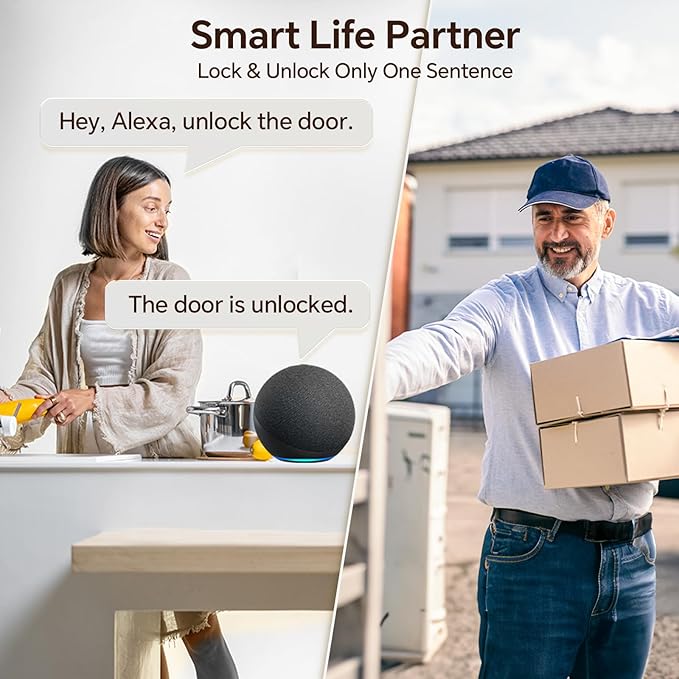 Keyless Entry Door Lock Set Smart Locks for Front Keypad Door Lock with Handle Automatic Lock One Time Password Anti Peeping Password IP54, Satin Nickel