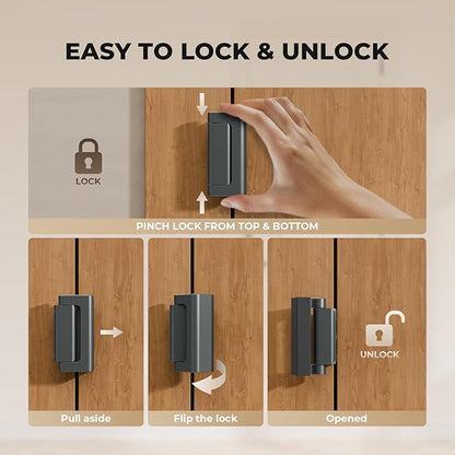 4 Pack Home Security Door Reinforcement Lock, Childproof Safety Door Lock Latch Stopper, Removable Screw-Mounted, Prevent Home Unauthorized Entry, Aluminum Construction, Withstands 800 lbs