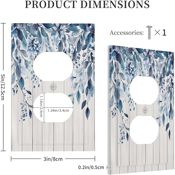 Eucalyptus Rustic Watercolor Plant Outlet Covers 1 Gang Duplex Light Switch Cover Decorative Switch Plates Electrical Receptacle Faceplate Wall Plate For Farmhouse Home Decor
