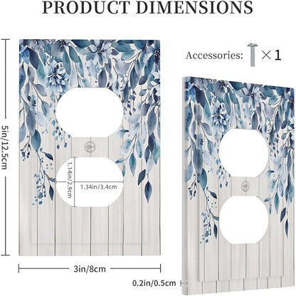 Eucalyptus Rustic Watercolor Plant Outlet Covers 1 Gang Duplex Light Switch Cover Decorative Switch Plates Electrical Receptacle Faceplate Wall Plate For Farmhouse Home Decor