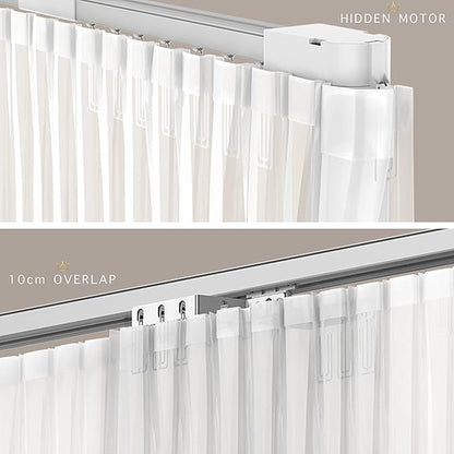 Quoya Smart Electric Curtain Track AT5810【Up to 5m (196in) - Motorised and Adjustable 】, with Automated Rail Motor with App, Voice, Remote Control, Compatible with Alexa, Google and Siri