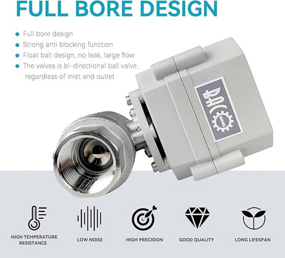 BACOENG Motorized Ball Valve, 3/4" DN20 Electrical Ball Valve, 2 Way 110VAC Stainless Steel Electric Water Valve