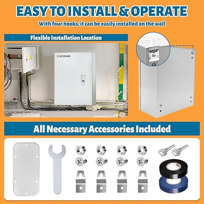 Outdoor Electrical Box 24 x 16 x 12''D NEMA 4X Enclosure Steel Box, Waterproof & Dustproof Outdoor/Indoor Lockable Electrical Junction Box, with Mounting Plate