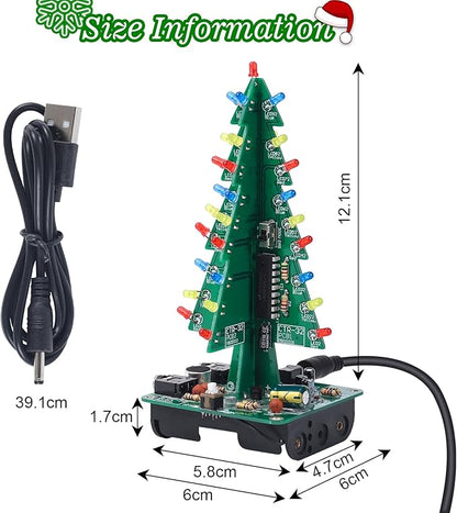 3D Christmas Tree Soldering Kit, Icstation DIY Soldering Practice Kit Spectrum Light Xmas Tree Soldering Assemble Kit for Teaching Learning STEM Educational