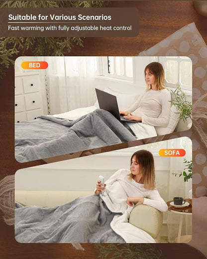 Electric Heated Blanket King Size, Washable Blanket Warmer with Dual Control for Home for Adults, Super Cozy Soft Fabric 100" x 90", 9 Heat Levels, 1-9H Auto-Off, ETL Certified, Gray