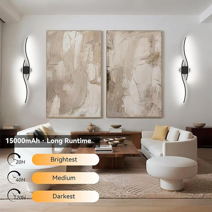 40 Inch Battery Operated Wall Sconces Set of Two, Wireless Wall Sconce With Remote Control, Rechargeable Sconces 3000K-6500K, RGB Dimmable Wall Lights for Living Room, Hallway, Bedroom (40 inch 1Pack)